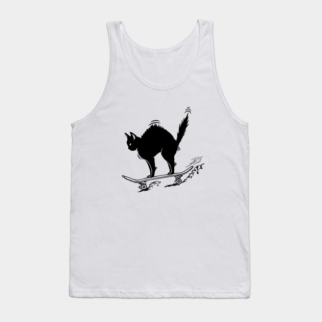 Cat Skateboarder Tank Top by yudabento